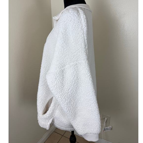 Aerie White Sherpa Fleece Half Zip Pullover - Size XL white - Picture 2 of 9